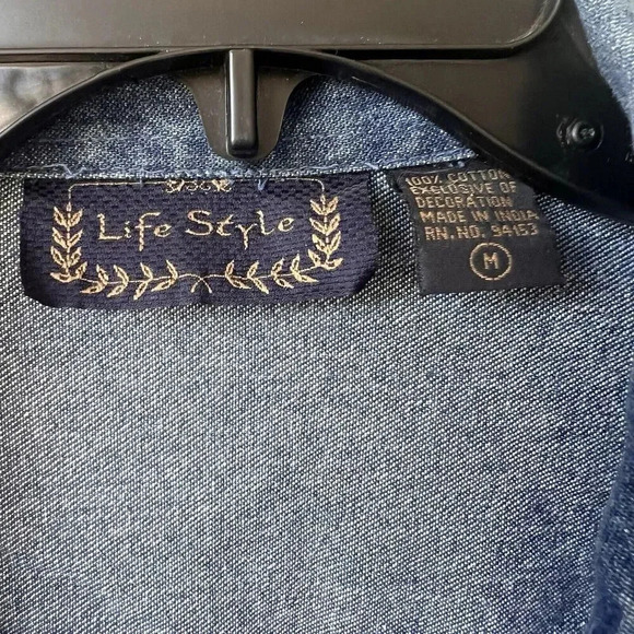 Life Style Womens Vintage Button Blue Denim Jacket Size M - Picture 2 of 3